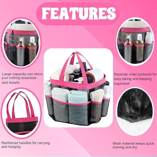 Attmu Mesh Shower Caddy Portable, Quick Dry Hanging Shower Tote Bag for College Dorm Room Essentials, Large Capacity Shower Caddy Dorm for Bathroom Gym Swimming thumbnail 5