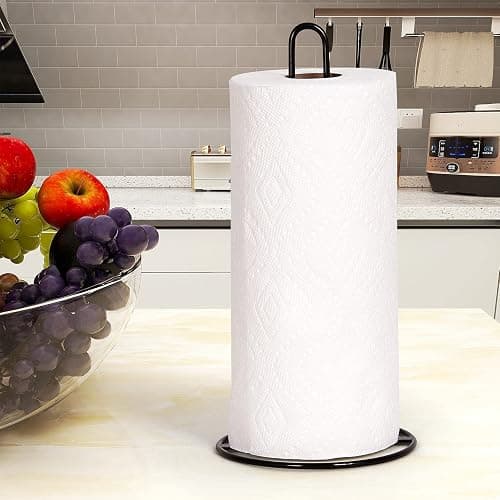 Paper Towel Holder Countertop, OBODING, Kitchen Paper Towel Stand Holder for Kitchen Organization and Storage, Paper Towel Holders for Standard and Large Size Rolls (Black) thumbnail 2