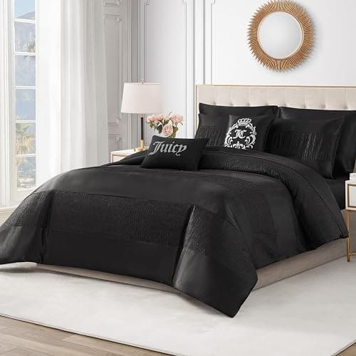 Juicy Couture Glam Night Black Stripe Queen/Full Size Comforter Bedding Set Ensemble - 5 Piece Set - Black - Comforter Set - Full/Queen thumbnail 5