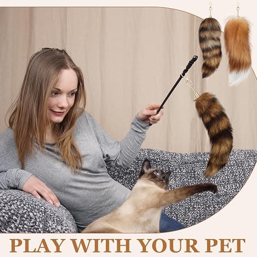 Ferreve Fluffy Fur Fox Tail Keychain Wolf Therian Tail Keychain for Party Cosplay Costume Keyring for Women 2 Sizes thumbnail 5