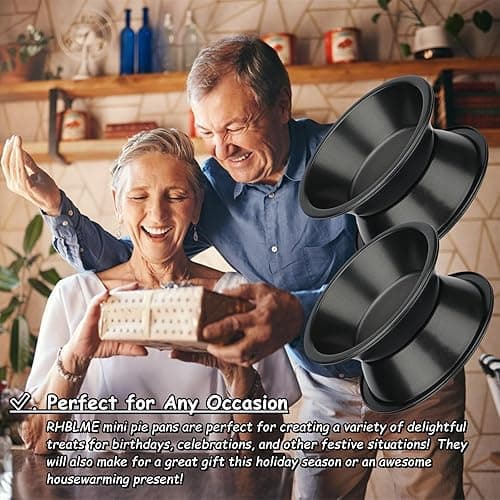 RHBLME 10 PACK Mini Pie Pans, 5 Inch Reusable Small Pie Pans Nonstick Small Pie Tins, Carbon Steel Pie Pans for Baking, Round Bread and Meat Pie Tins for Cake Bread Meat Dessert thumbnail 6