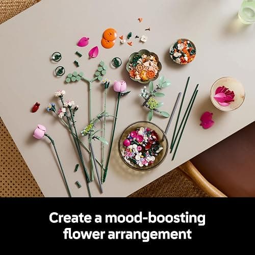 LEGO Botanicals Pretty Pink Flower Bouquet Set for Adults - Floral Home Decor Building Kit with Artificial Roses, Daisies, Cornflowers and Elderflowers - Nature Gifts for Women and Men - 10342 thumbnail 5