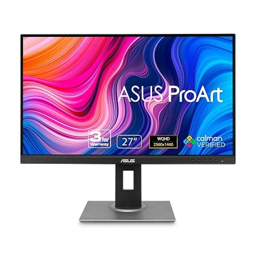 ASUS ProArt Display PA278QV 27” WQHD (2560 x 1440) Monitor, 100% sRGB/Rec. 709 ΔE < 2, IPS, DisplayPort HDMI DVI-D Mini DP, Calman Verified, Anti-glare, Tilt Pivot Swivel Height Adjustable, Black - Image 1
