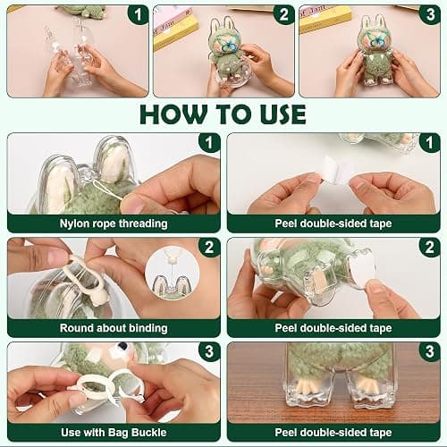 Clear Protective Cases for Monsters Exciting(V1&V3)- Includes Independent Hanging Kit & Dual Stabilization Tape, Suitable for Indoor Collection Display and Outdoor Showcase - Standing-1pack thumbnail 5