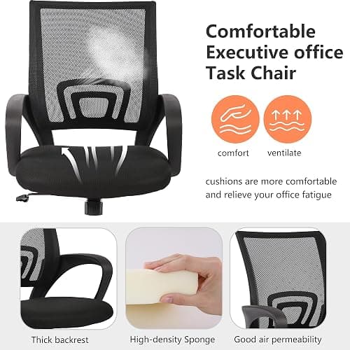 PayLessHere Home Office Chair Desk Computer Chair Adjustable Ergonomic Lumbar Support Armrest Executive with High Density Mesh 360 Degree Swivel Chair for Men Women Adults, Black thumbnail 7
