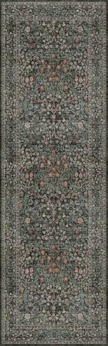 Dark Green 2'6" x 8' Runners for Hallways Non Slip, Extra Long Floor Runner for Kitchen, Entryway Indoor, Washable Rubber Backing Stain Resistant - Vintage Floral Décor thumbnail 8