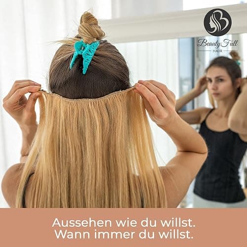 Beauty Full Hair Clip in Extensions Echthaar 45cm 100g Dunkelbraun | Haarverlängerung Echthaar Clip In | Lang & Voluminös | Echthaar Extensions für einen natürlichen Look | Echthaar Extensions Clip thumbnail 8