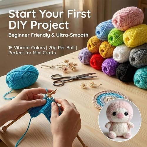 MAQIHAN 15x20g Acrylic Yarn for Crocheting - Soft Knitting Yarn for Crafts | Multicolor Bulk Yarn Skeins for Handicraft, Ideal for Crochet & Knitting Beginners, Adults, Handmade Crafts Essentials thumbnail 7