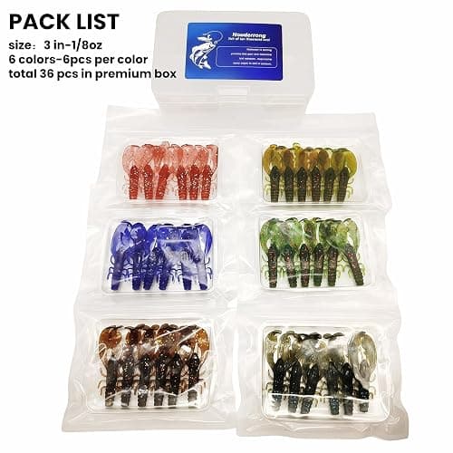 36 Pack TPR Floating Crawfish Soft Lures, 3 in - 1/8oz 6 Colors Realistic Soft Baits with Shrimp Scent for Bass Fishing thumbnail 2