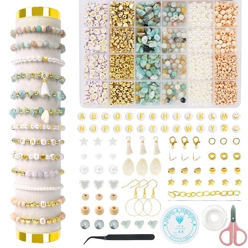TOIPINIO Bracelet Making Kit Jewelry Making Supplies Kit Natural Stone Beads for DIY Craft Friendship Bracelet/Necklace/Earrings for Adults 1736PCS (Amazonite) - Image 1