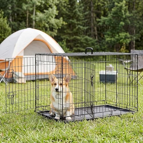 Sweetcrispy 36 Inch Dog Crate, Medium Dog Cage, Foldable Puppy Pet Kennel | Double Door, Metal Kennel, Secure Lock, Removable Tray, Indoor Outdoor Training Travel thumbnail 6