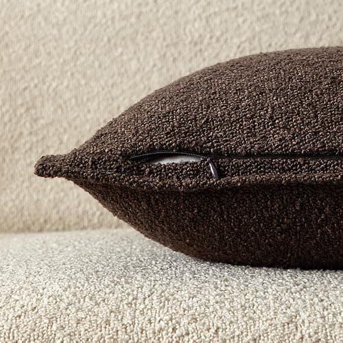JUSPURBET Brown Decorative Pillow Covers 22x22 Set of 2 Throw Pillow Covers for Couch Sofa Bed Cozy Boucle Textured Cushion Covers Cases with Hidden Zipper for Living Room Home Decor thumbnail 6