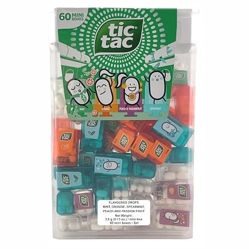 TIC TAC Box with 60 Mini Boxes (Mint, Orange, Spearmint, Peach and Passion fruit) 234g by Tic Tac thumbnail 2