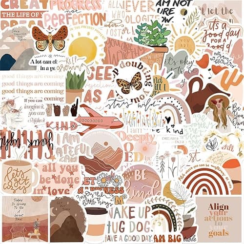 50Pcs Vintage Aesthetic Stickers, Waterproof Aesthetic Stickers for Kids Teens Adults, Vinyl Decals for Laptop Scrapbook, Journal, Water Bottle, Skateboard, Party Favors - Image 1