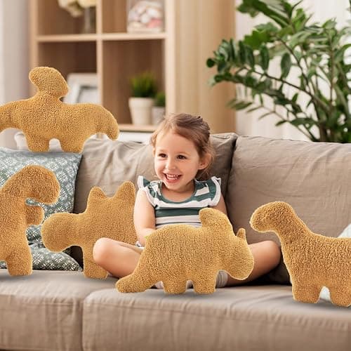 NXCHIZS Dino Nugget Pillow Plush, Funny Chicken Nugget Plushie Birthday Gift, Dino Decorative Throw Pillow for Kids Room Decor, Dinosaur Stuffed Animal Idea Birthday Gift for Teens Kids and Adult thumbnail 6