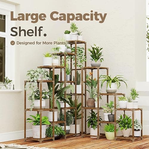 BamWorld Tall Plant Shelf Stand for Large Plants; Indoor/Outdoor Use. Perfect for Living Room, Garden, Balcony thumbnail 4