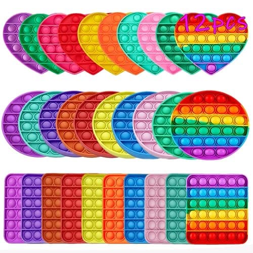 Random 12 Pcs Fidget Toys,Push Pop Fidget Sensory Toys Set,Stress Relief Gifts for Kids & Adults,Pop Bulk & Party Favors Toddler Toys for Easter Gifts,Party Supplies,Classroom Prizes - Image 1