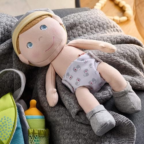 HABA Soft Doll Maxime Baby Doll Accessories Set - Machine Washable Plush Toys for 2 Year Old Girl and Boy - 11 ½“ Gift Set for Early Learning and Role Playing Skills thumbnail 2