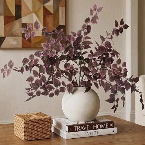 Daynight 35″ Fall Artificial Eucalyptus Stems, 12Pcs Silk Faux Eucalyptus Leaves Branches, Autumn Harvest Greenery Stems for Thanksgiving Halloween Farmhouse Table Centerpiece DIY Decor (12, Burgundy) thumbnail 8