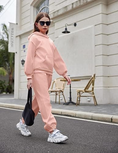 Arshinet Girls 2 Piece Outfits Hoodie Sweatsuit Sets Oversized Sweatshirt and Baggy Fall Fashion Sweatpant with Pockets thumbnail 8