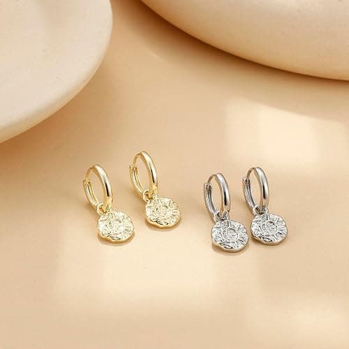 Dochais 14K Gold Plated S925 Sterling Silver Post Earrings Lightweight Drop Dangle Hoop Hypoallergenic Sleeping Earrings for Women Girls thumbnail 6