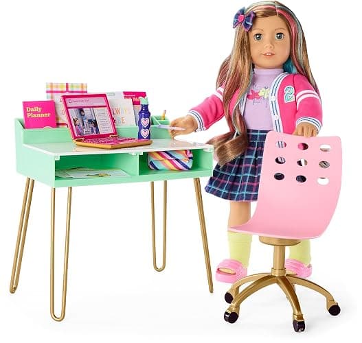 American Girl Truly Me 18-inch Doll Write On! Desk Playset with Pretend Laptop Computer and School Supplies, HPG84, for Ages 6+, thumbnail 6