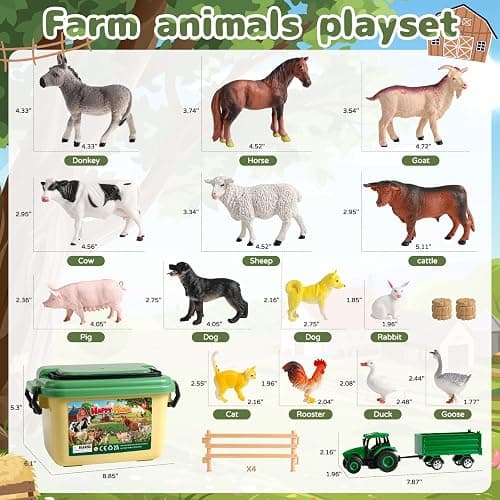 WAIIW Farm Animal Toys for Toddlers,23 PCS Animal Toys with Realistic Animal Figurines,Tractor Toy and Fence,Farm Playset Educational Learning Toy for Toddlers Kids 3-5 thumbnail 5