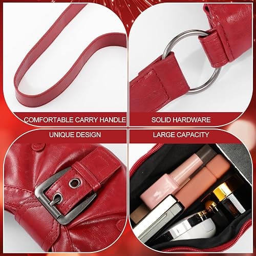 Sunnymove 12 Pcs Y2k Vintage Accessories Set, Red Shoulder Bag with Gothic Chain Clasp Star Hair Clips and Chain Heart Necklaces Small Oval Glasses 90s Suitable for Y2k Fashion Accessories thumbnail 5