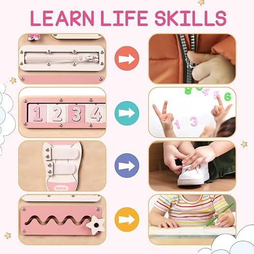 KALOTOYS Large Montessori Busy Board for Baby & Toddlers 1-3 — 17-Inch Wooden Sensory Activity Board — Fine Motor Skills & Early Learning Educational Toy for 1 2 3 Year Old, Travel Friendly & Safe thumbnail 6