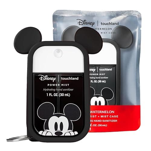 Touchland Disney x Mouse Hand Sanitizer & Case Set Travel Size | TSA ready Power Mist with skincare benefits. Disneyland-ready collectible bag charm case with Wild Watermelon scent. thumbnail 5