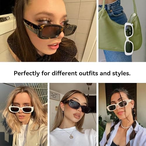 Dollger Rectangle Sunglasses for Women Men Trendy Retro Fashion Sunglasses UV 400 Protection Square Fram thumbnail 6