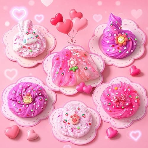 6-Pack Pink Slime Kit for Girls, Cloud Butter Squishy Birthday Gift Set | Party favor, goodie bag stuffer, Easter basket filler and sensory toy for kids ages 4-10 thumbnail 2