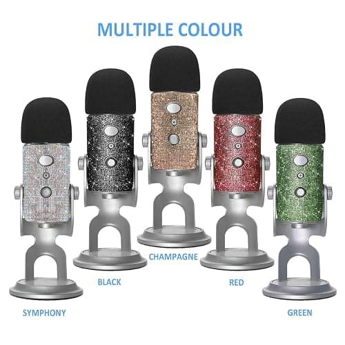 YOUSHARES Blue Yeti Pop Filter - Cute Glitter Sticker, Bling Diamond Shiny Skin with Mic Foam Winscreen Compatible with Blue Yeti Microphones (Silver) - Silver thumbnail 4