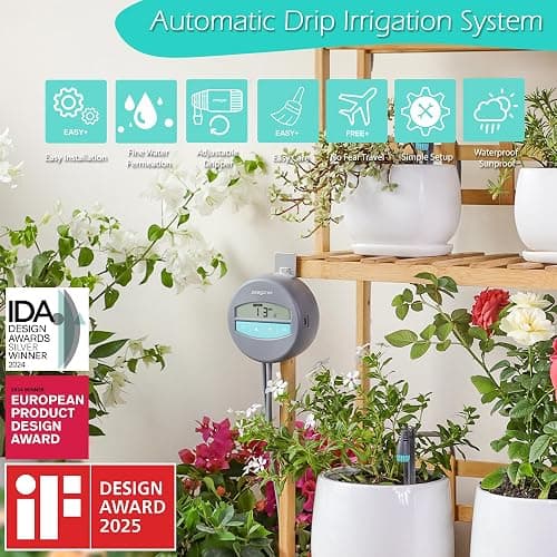 Zeego Automatic Drip Irrigation Kit with Digital Programmable Water Timer, 10 Potted Indoor Outdoor Houseplants Support (Incremental Support), Smart DIY Watering Schedules/Modes thumbnail 2