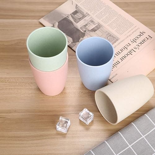 LuckyZone Wheat Straw Unbreakable Cup (12 oz) - Reusable Drinking Glasses Set of 5 - Dishwasher Safe Tumbler - BPA Free & Eco-Friendly (5Pcs) thumbnail 6