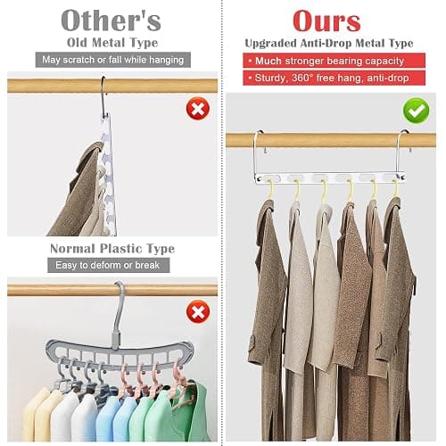 12 Pack Space Saving Hangers for Clothes: Collapsible Metal Hanger | Organizer for Clothes Space Savers, Closet Organizers and Storage, Dorm Room Essentials thumbnail 3