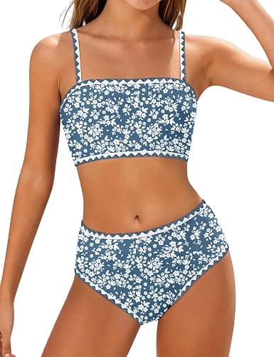 ADIFUN Girls Swimsuit Adjustable Shoulder Straps with Chest Pad Bikini with Cover Up Skirt 3 Piece Bathing Suit for Teen Girl - Image 1