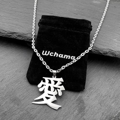 Love Kanji Necklace Japanese Stainless Steel 愛 Chinese Character Pendant thumbnail 6