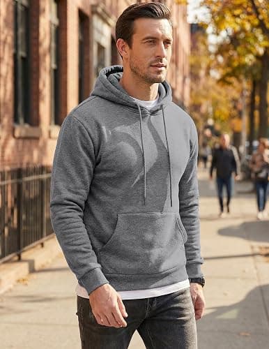JMIERR Mens Casual Cotton Hooded Collar Drawstring Hoodies Pullover Sweatshirts Casual Long Sleeve Shirts thumbnail 3
