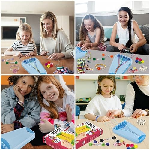 Arts and Crafts for Kids Ages 8-12,Friendship Bracelet Making Kit for Girl,Kids Jewelry Making Kit with 28 Pre-Cut Threads,Christmas Birthday Gifts for Ages 6 7 8 9 10 11 12 Year Old Light Blue thumbnail 3