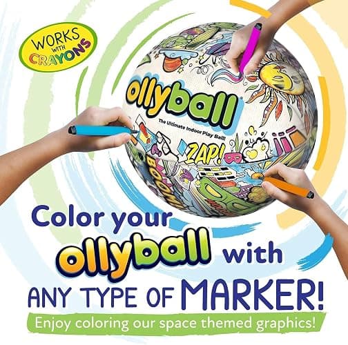 Ollyball Classic, 12" - The Ultimate Indoor Kickball for Kids and Parents! Kick it. Color it. Play Ball in The House. thumbnail 5