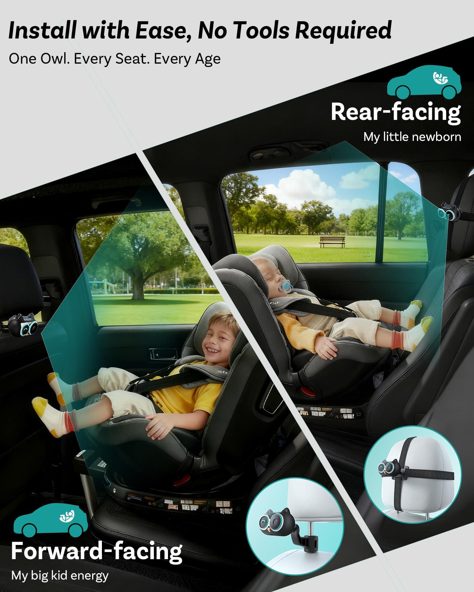 OTTOCAST Baby Car Camera &Wireless CarPlay Adapter,1080P HD Rear Seat Monitor Display on Car Screen,150°Wide Angle No-Glow Night View, Safety for Kids & Infants thumbnail 7