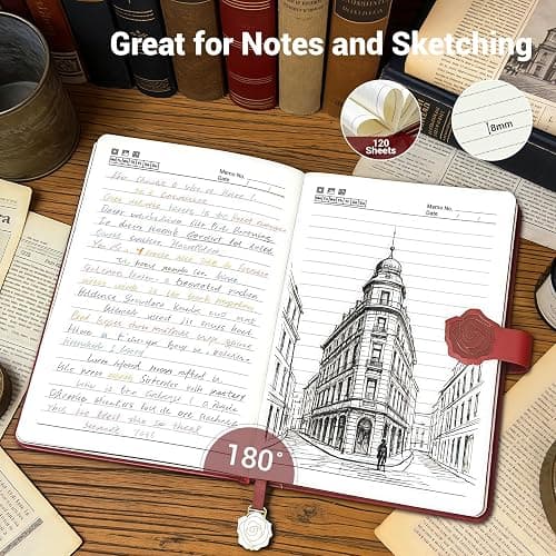 Aocii leather Journal for Women, A5 lined Daily Journals Notebook | Pretty Journaling for Writing, Hardcover Aesthetic Notebook, Lay Flat Note Taking, 224 Pages, Pen included thumbnail 4