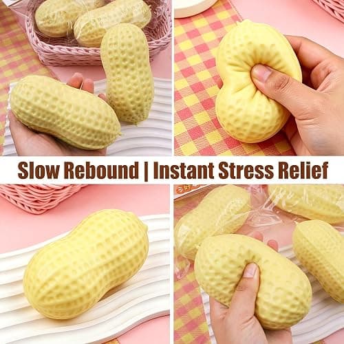 Peanut Squishies, Peanut Shaped Squish Balls,Squeeze Dough Ball ,Soft Stress Relief Sensory Fidget Toys,Soft Stress Relief Sensory Fidget Toys for Adults Anxiety Relief Hand Relax thumbnail 5