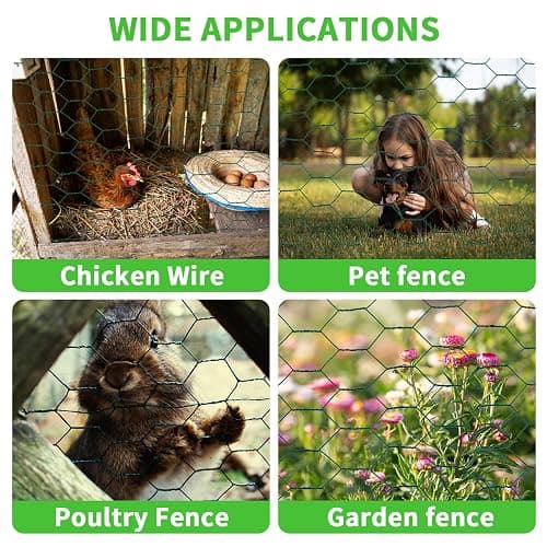 Bittesnew 16 x 120 Inches Chicken Wire for Floral Arrangements, Green Chicken Wire, Hexagonal Galvanized Wire Mesh for Poultry Barrier, Flower Arrangement, Crafts and Garden, Green thumbnail 3