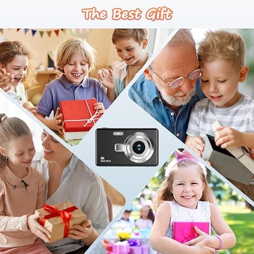 Digital Camera 1080P FHD 44MP with 2.4" LCD Screen,16X Digital Zoom, Compact Portable Vlogging Camera with 32gb SD Card for Kids Teen Students Beginner (Black) thumbnail 7