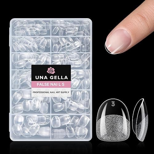 UNA GELLA Extra Short Oval Round Nail Tips 312pcs Short Oval Gel Nail Tips | Soft Gel Clear Press on Nails Full Cover Fake False Nails for Nails Extension DIY Salon at Home 12 Sizes - Image 1