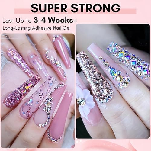 Makartt Nail Rhinestone Glue, Super Strong Gel Nail Glue for Rhinestones, 3D Art Design Charms and Gems, for Jewel Crystal Beads Gems Diamonds, UV/LED Need, Easy Use, 15ML thumbnail 2