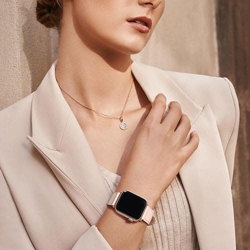 QAZNZ Leather Straps for Apple Watch Strap 40mm 42mm(Series 11 10) 41mm 38mm,Women Men Replacement Strap for Apple Watch Series 9 8 7 6 5 4 3 2 1 & iWatch SE 1/2/3,Ultra 3/2/1 thumbnail 6