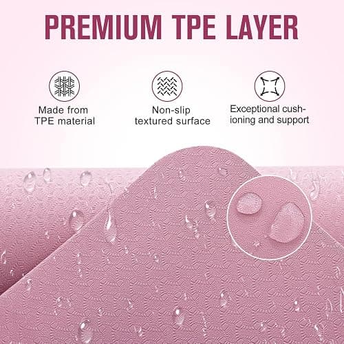 UMINEUX Extra Thick Yoga Mat, 2/5 Inch (10MM), Natural Rubber and TPE Non Slip Yoga Mats with Strap for Women Men, Eco Friendly Exercise Mat for Yoga, Pilates and Home Workout thumbnail 3